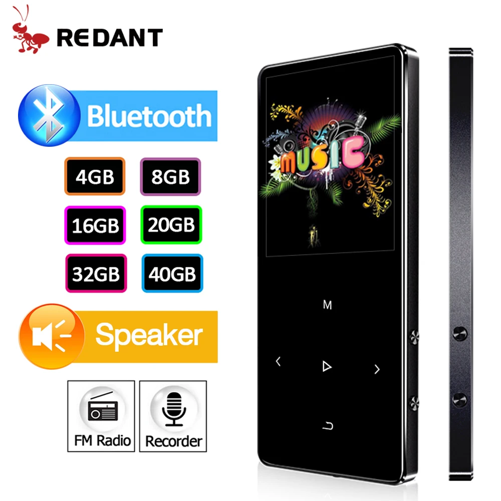 REDANT MP3 Player with Bluetooth 4.2 and 1.8 Screen touch keys hifi fm radio mini sport MP 3 music player portable metal walkman
REDANT MP3 Player with Bluetooth 4.2 and 1.8 Screen touch keys hifi fm radio mini sport MP 3 music player portable metal walkman