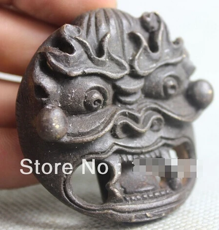 B0602 Old China Tibet Bronze Religions Vajra Buddha Face Head Bust Mask shield statue