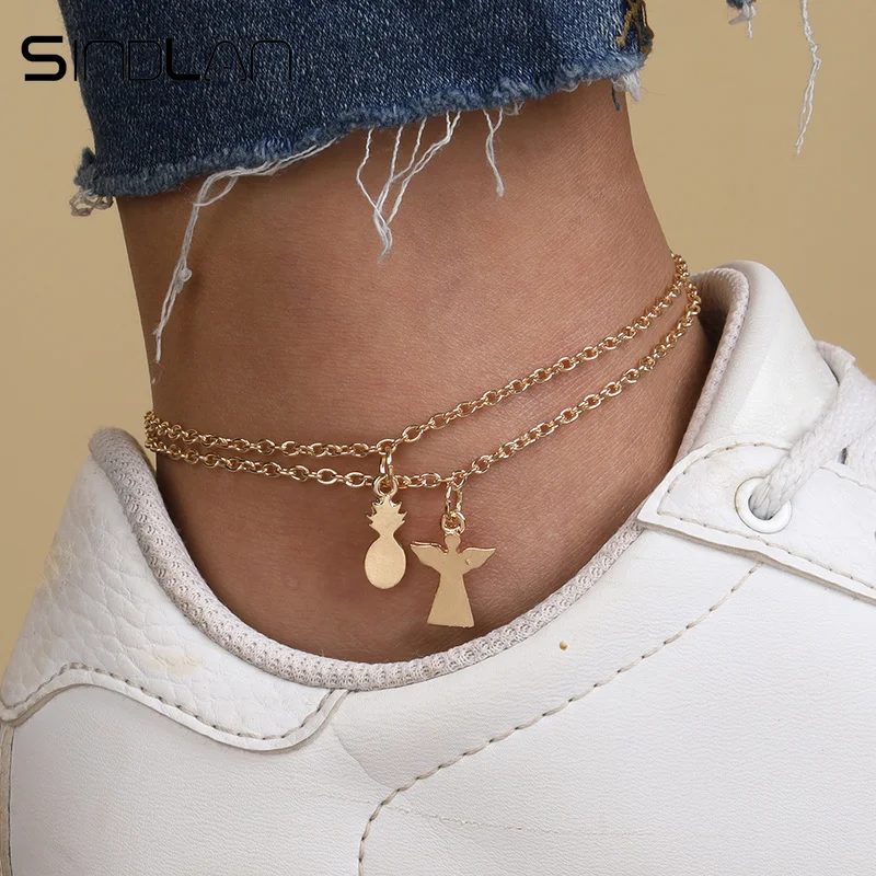 Sindlan 2PCs Gold Angel Pineapple Charm Anklets for Women Summer Sandal Foot Bracelets Vintage Ankle Chain Barefoot Anklets
Sindlan 2PCs Gold Angel Pineapple Charm Anklets for Women Summer Sandal Foot Bracelets Vintage Ankle Chain Barefoot Anklets