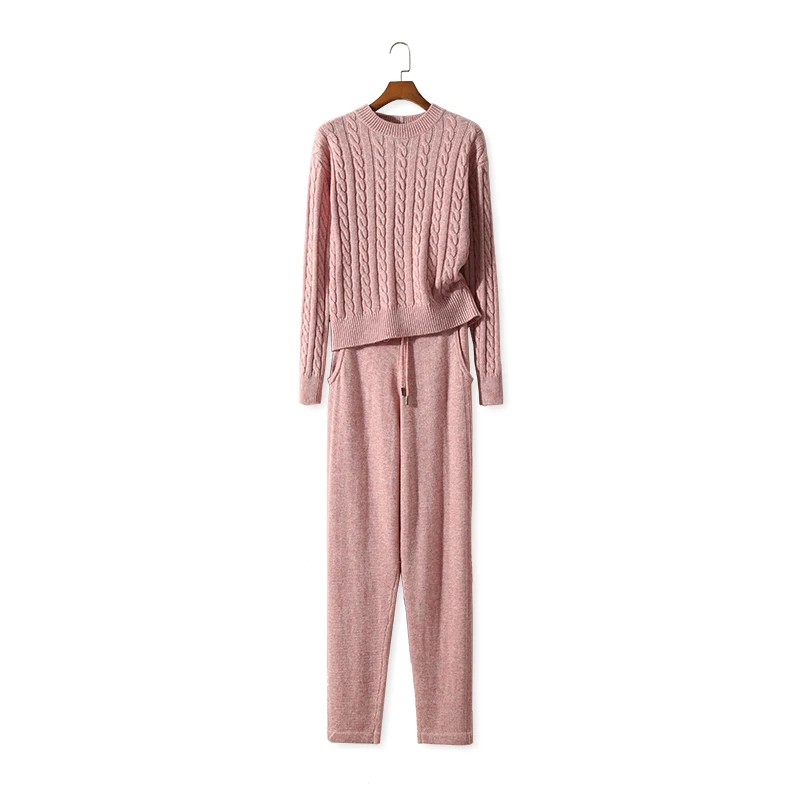 Tracksuits New Real Arrival Women's Knit Suit 2018 High-quality Cashmere Fashion Twill Sweater Pants Knitted Two-piece Female
Tracksuits New Real Arrival Women's Knit Suit 2018 High-quality Cashmere Fashion Twill Sweater Pants Knitted Two-piece Female