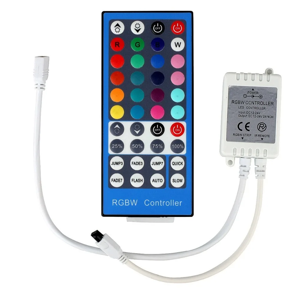 IR RGBW LED Controller 40 keys DC12V 8A 96W for RGBW LED Strip 10 meters Distance
IR RGBW LED Controller 40 keys DC12V 8A 96W for RGBW LED Strip 10 meters Distance