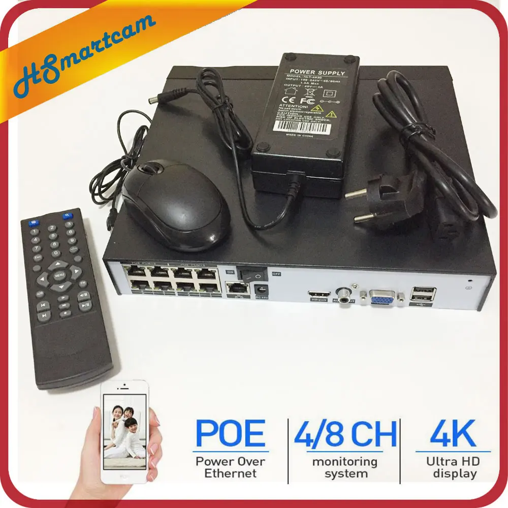 

H.265 4CH 5MP 8CH POE 48V NVR Security IP Camera video Surveillance CCTV System P2P ONVIF 2MP/5MP/ 4K Network Video Recorder 4TB