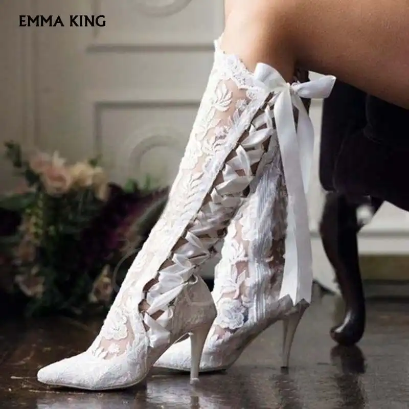 lace wedding boots for bride