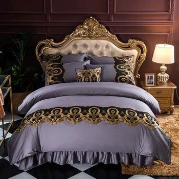 Multi Color Ruffles Lace Princess Bed Set Purple Egyptian Cotton Bedding Set Romantic Korean Style Bed skirt set Pillow shams
Multi Color Ruffles Lace Princess Bed Set Purple Egyptian Cotton Bedding Set Romantic Korean Style Bed skirt set Pillow shams