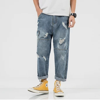 Japanese New Men's Elastic Cotton Stretch Jeans Pants Loose Fit Light Color Hole Cowboy Denim Trousers Men's Brand Fashion Wear
Japanese New Men's Elastic Cotton Stretch Jeans Pants Loose Fit Light Color Hole Cowboy Denim Trousers Men's Brand Fashion Wear