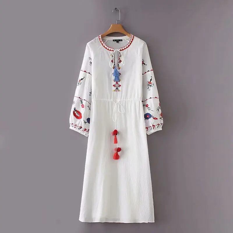 2019 Spring Summer Floral Embroidery Dress Women Fur Ball Tassel Tie Collar Two Pieces Set Long Sleeve Lady Dress Vestidos A881
2019 Spring Summer Floral Embroidery Dress Women Fur Ball Tassel Tie Collar Two Pieces Set Long Sleeve Lady Dress Vestidos A881