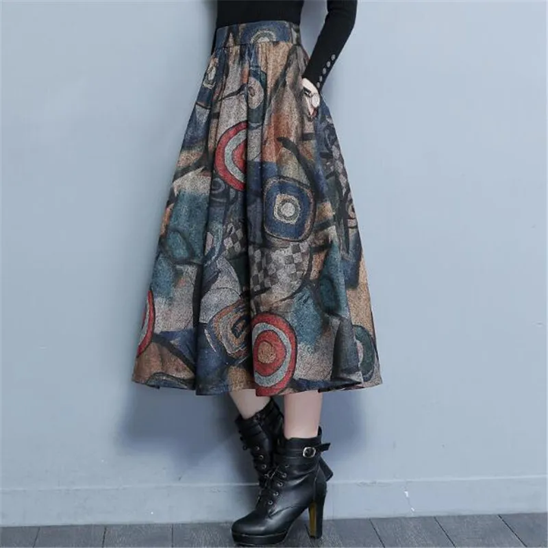 2019 Woolen Autumn Winter Plus Size A Line Vintage Wool Skirt Flower Print Women High Waist Thickening Female Warm Skirt A4050
2019 Woolen Autumn Winter Plus Size A Line Vintage Wool Skirt Flower Print Women High Waist Thickening Female Warm Skirt A4050