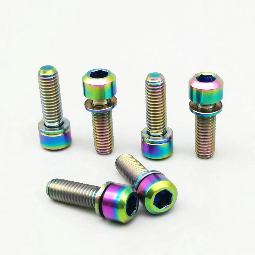 Titanium bolts M5x16/18/20 for XT/XTR Stem w/ Washer There colors Hexagon Column Headed Pack of 6 pieces
Titanium bolts M5x16/18/20 for XT/XTR Stem w/ Washer There colors Hexagon Column Headed Pack of 6 pieces