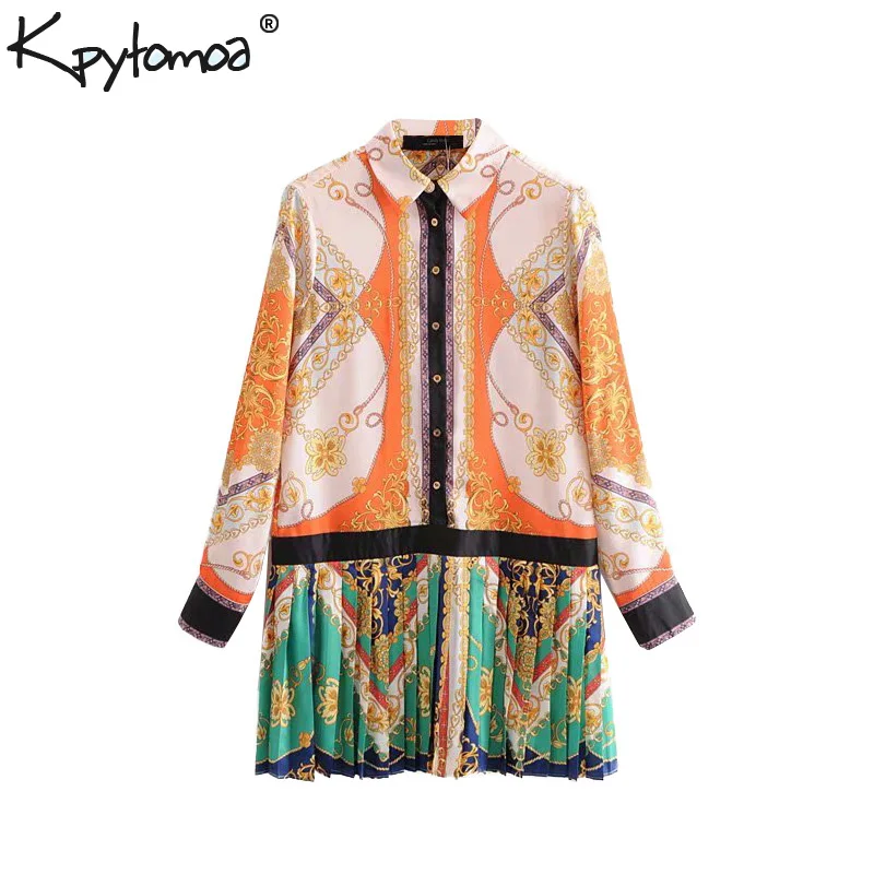 Vintage Chains Print Patchwork Pleated Mini Dress Women 2019 Fashion Shirt Collar Long Sleeves Dresses Casual Vestidos Mujer
Vintage Chains Print Patchwork Pleated Mini Dress Women 2019 Fashion Shirt Collar Long Sleeves Dresses Casual Vestidos Mujer