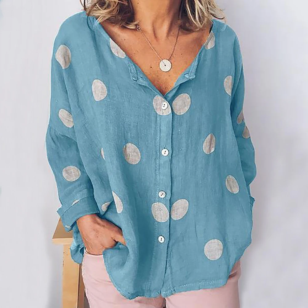 Women's Fashion Dot Print Long Sleeve V-neck Shirts Summer Casual Loose Slim Fit Breathable Comfortable Blouses 2019 New
Women's Fashion Dot Print Long Sleeve V-neck Shirts Summer Casual Loose Slim Fit Breathable Comfortable Blouses 2019 New