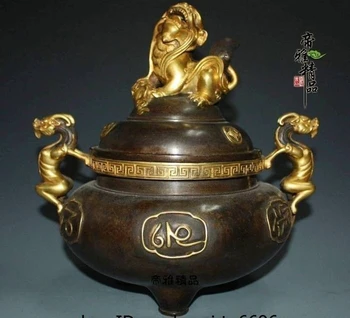China Royal Red Copper 24K Gold Gild Fu Foo Dog Lion Beast Incense Burner Censer
China Royal Red Copper 24K Gold Gild Fu Foo Dog Lion Beast Incense Burner Censer