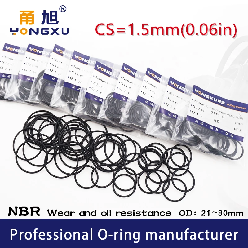 40PCS/lot Black NBR Sealing O-Ring 1.5mm Thickness OD21/22/23/24/25/26/27/28/29/30mm O Ring Seal Rubber Gasket Oil Ring Washer
40PCS/lot Black NBR Sealing O-Ring 1.5mm Thickness OD21/22/23/24/25/26/27/28/29/30mm O Ring Seal Rubber Gasket Oil Ring Washer
