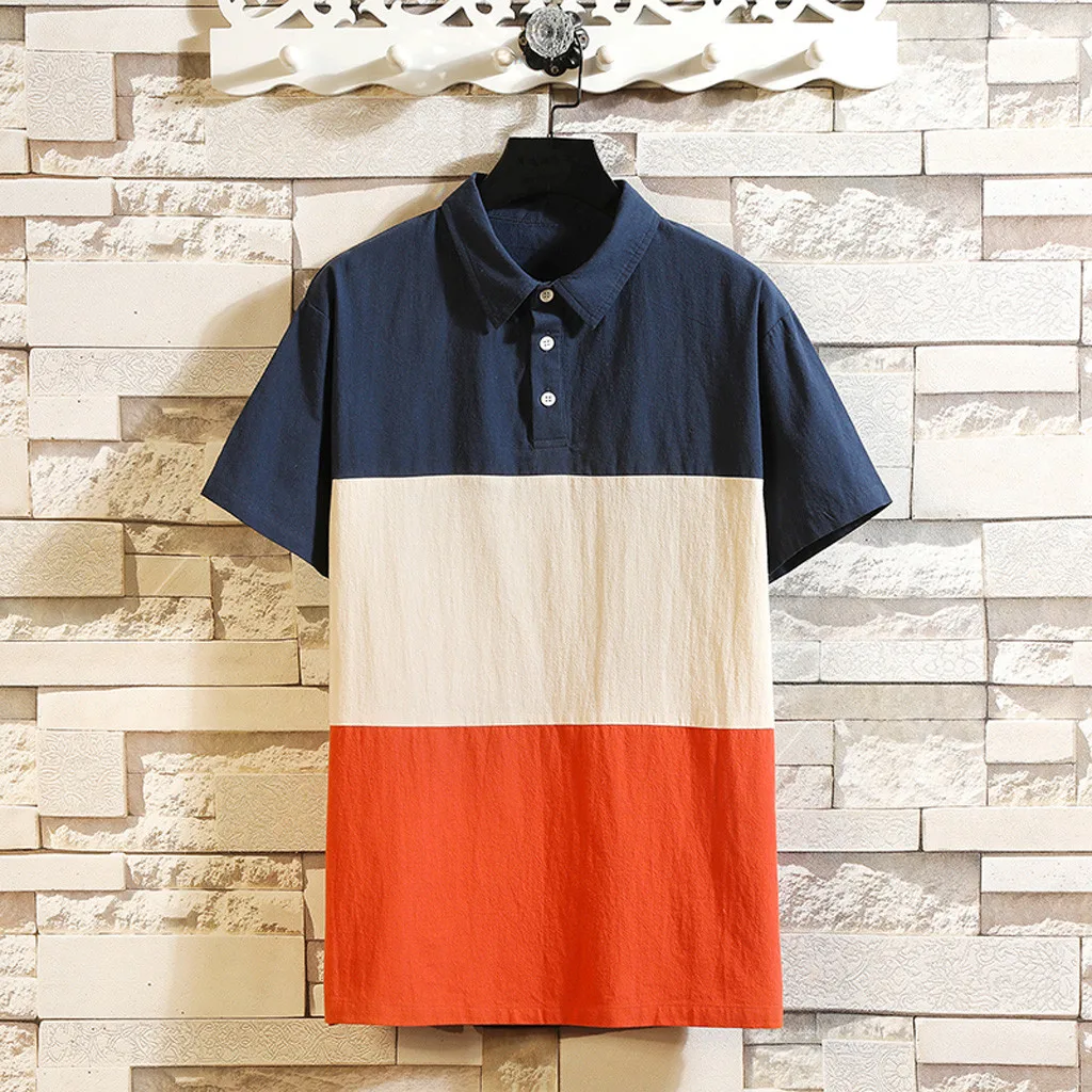 Men's Polo shirt Korean Summer Color Collision Patchwork Lapel Short Sleeve Large Size Loose Contrast color Thin tee tops Shirt
Men's Polo shirt Korean Summer Color Collision Patchwork Lapel Short Sleeve Large Size Loose Contrast color Thin tee tops Shirt