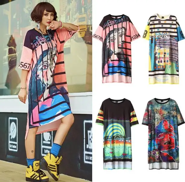 11 Design Women High Street Graffit Printed T-Shirt Dress Hip Hop Summer Pullover Dress Casual Irregular Dresses vestido
11 Design Women High Street Graffit Printed T-Shirt Dress Hip Hop Summer Pullover Dress Casual Irregular Dresses vestido