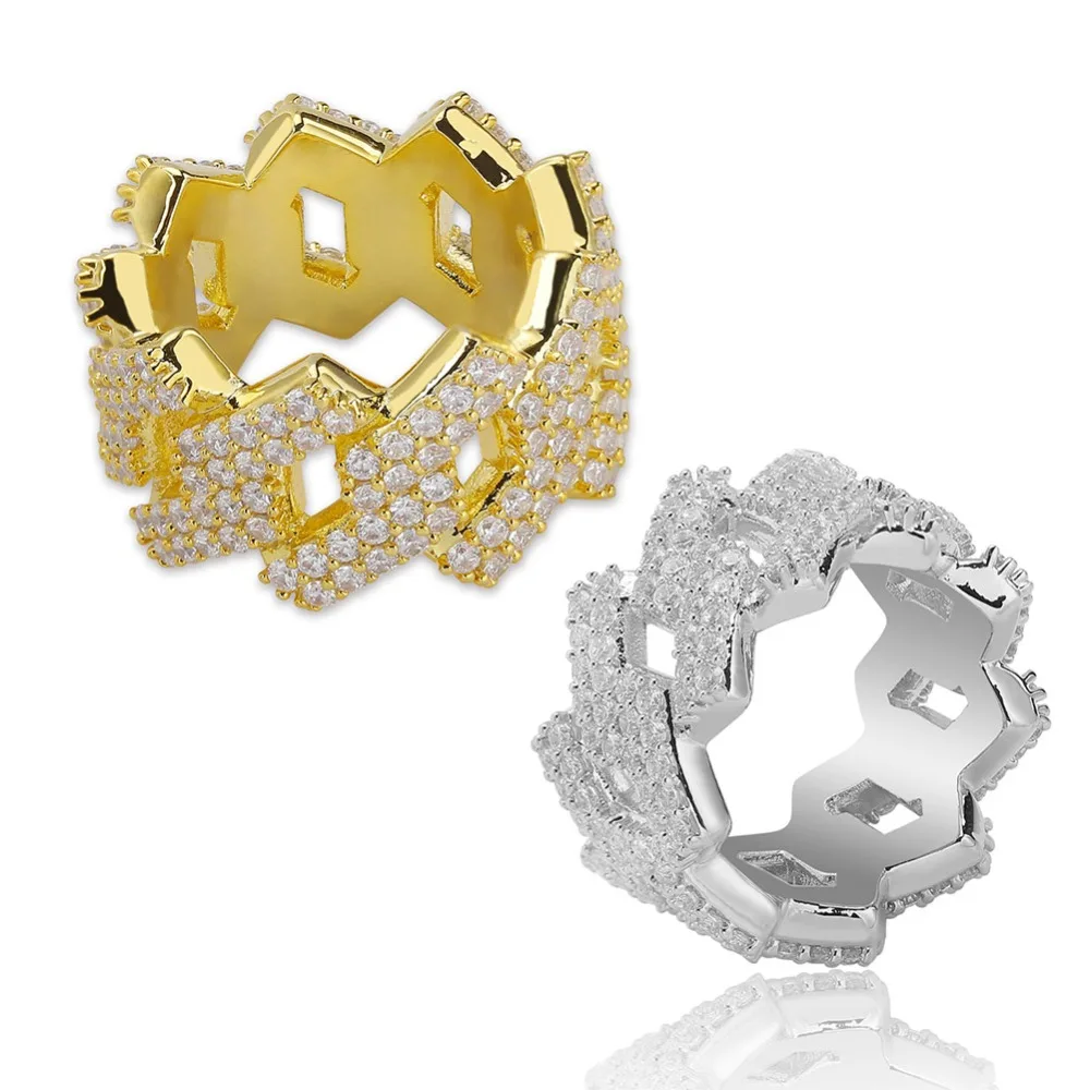 GUCY Hip Hop Gold Silver Color Rhombs Rings All Iced Out Micro Pave CZ Stones Rings Charm For Men Women Bling Party Jewelry Gift
GUCY Hip Hop Gold Silver Color Rhombs Rings All Iced Out Micro Pave CZ Stones Rings Charm For Men Women Bling Party Jewelry Gift