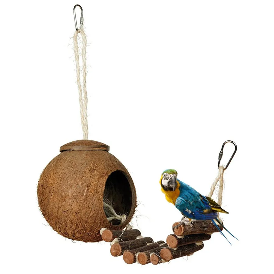 2 Patterns Cute Design Natural Coconut Shell Bird Nesting House Small Size Pet Parakeets Finches Sparrows Cage With Ladder
2 Patterns Cute Design Natural Coconut Shell Bird Nesting House Small Size Pet Parakeets Finches Sparrows Cage With Ladder