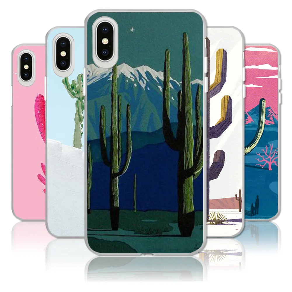 Ультра тонкий чехол для телефона iphone 5 S 5C SE XS MAX XR 6 7 8 плюс окрашенный кактус