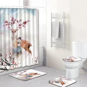 Ancient Beauty Girl Sika Deer 4pcs/set Shower Curtain Pedestal Rug Lid Toilet Cover Mat Bath Set Bathroom Curtains with 12 Hooks
Ancient Beauty Girl Sika Deer 4pcs/set Shower Curtain Pedestal Rug Lid Toilet Cover Mat Bath Set Bathroom Curtains with 12 Hooks