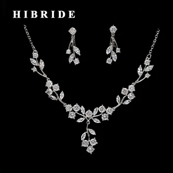 HIBRIDE New Arrival Elegant Leaf Design Long Chain CZ Pendant Necklace Earring Set Bridal Jewelry Sets Dress Accessories N-264
HIBRIDE New Arrival Elegant Leaf Design Long Chain CZ Pendant Necklace Earring Set Bridal Jewelry Sets Dress Accessories N-264