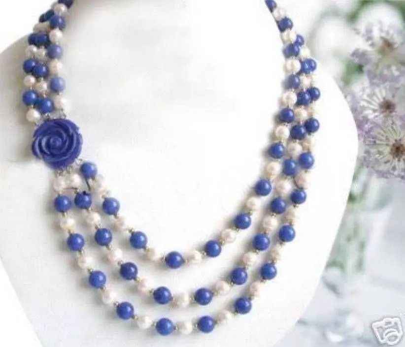 FREE SHIPPING ****Wonderful! 7-8MM White Akoya Pearl & Lapis lazuli Beads Necklace Flower Clasp
FREE SHIPPING ****Wonderful! 7-8MM White Akoya Pearl & Lapis lazuli Beads Necklace Flower Clasp