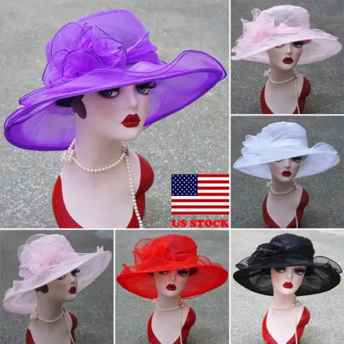 Retro Fedoras Hat Women Kentucky Derby Wide Brim Wedding Church Occasional Organza Party Hat US
Retro Fedoras Hat Women Kentucky Derby Wide Brim Wedding Church Occasional Organza Party Hat US