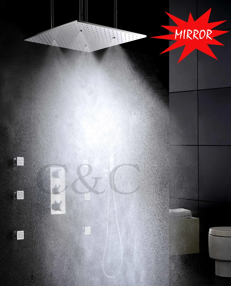 20 Inch Two Functions Atomizing And Rainfall Shower Head And Massage Spray Thermostat Bathroom Shower Set
20 Inch Two Functions Atomizing And Rainfall Shower Head And Massage Spray Thermostat Bathroom Shower Set