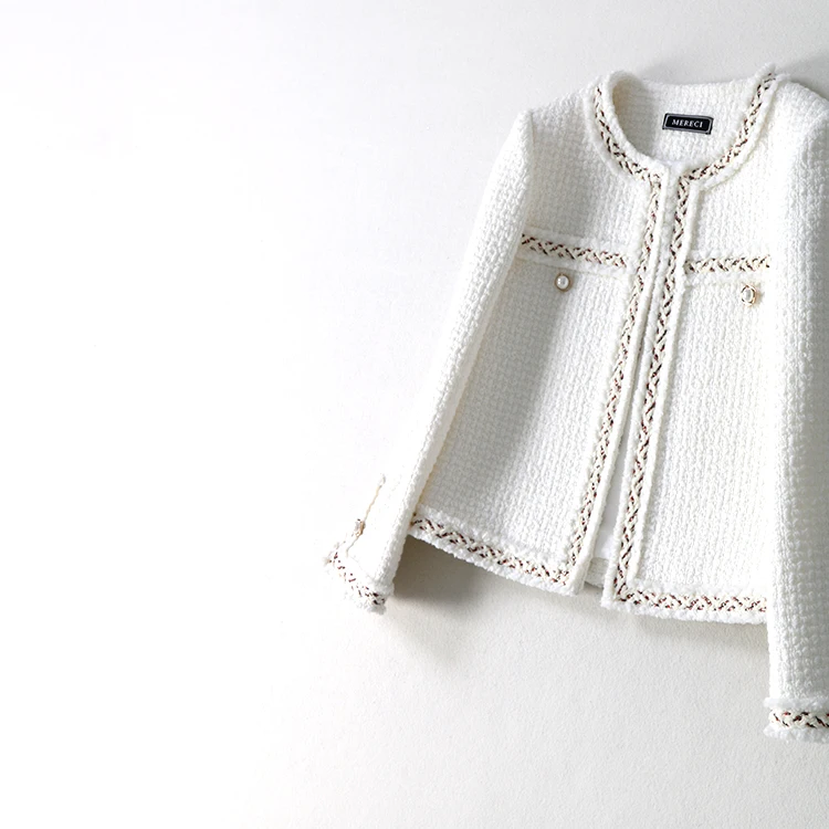 Women fashion elegant formal tweed jacket chains white jackets outerwear new 2018 autumn winter round neck
Women fashion elegant formal tweed jacket chains white jackets outerwear new 2018 autumn winter round neck