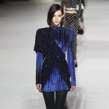 2018 New Arrive Fashion Luxury Dark Blue Autumn Sequins Dress Classic Show Style Collection Party Women Dress Vestidos Wholesale
2018 New Arrive Fashion Luxury Dark Blue Autumn Sequins Dress Classic Show Style Collection Party Women Dress Vestidos Wholesale