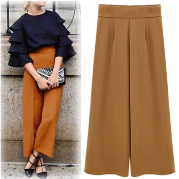 Euro Style 2018 New Style Elastic Waist Fashion All Matched Wide Leg Pants Women's Casual Pure Color Trousers Large Yards Pants
Euro Style 2018 New Style Elastic Waist Fashion All Matched Wide Leg Pants Women's Casual Pure Color Trousers Large Yards Pants