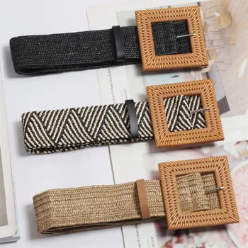 NEW-Bohemia Vintage Knitted Wax Rope Wooden Bead Waist Rope Women Smooth Square Buckle Belt Women Woven Female Braided Belt
NEW-Bohemia Vintage Knitted Wax Rope Wooden Bead Waist Rope Women Smooth Square Buckle Belt Women Woven Female Braided Belt