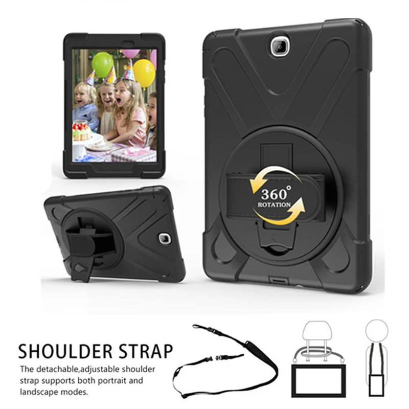 360 hand Rotating Case PC+Silicon hard Cover for Samsung GALAXY Tab A 9.7 T550 T551 T555 P550 P555 stand shell+Black Neck strap
360 hand Rotating Case PC+Silicon hard Cover for Samsung GALAXY Tab A 9.7 T550 T551 T555 P550 P555 stand shell+Black Neck strap