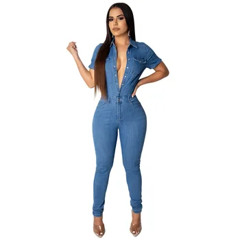 Butttons Up Casual Denim Jumpsuits For Women Turn Down Collar Short Sleeve Skinny Romper Streetwear Club Party One Piece Overall
Butttons Up Casual Denim Jumpsuits For Women Turn Down Collar Short Sleeve Skinny Romper Streetwear Club Party One Piece Overall