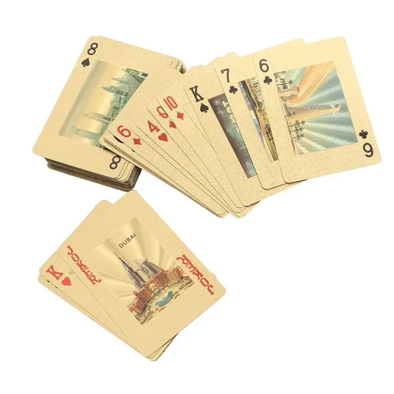 Gold Foil Playing Cards Plated Dubai Scenery Poker Table Games Joker Deck (Gold)
Gold Foil Playing Cards Plated Dubai Scenery Poker Table Games Joker Deck (Gold)