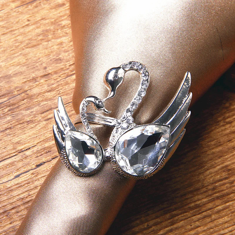 5pcs/pack Upscale Restaurant Napkin Ring Fashion Clubs Swan Crystal Wedding Napkins Rings Shape Europe Style | Дом и сад