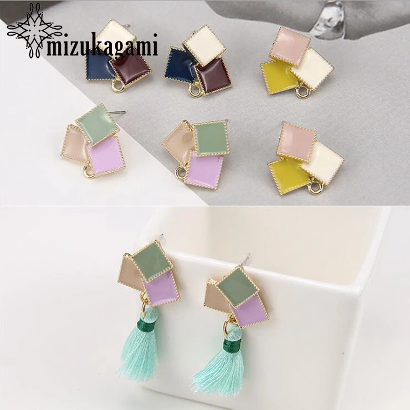 Golden Zinc Alloy Enamel Geometric Square Charms Base Earrings Connector 10pcs/lot For DIY Earrings Making Finding Accessories
Golden Zinc Alloy Enamel Geometric Square Charms Base Earrings Connector 10pcs/lot For DIY Earrings Making Finding Accessories