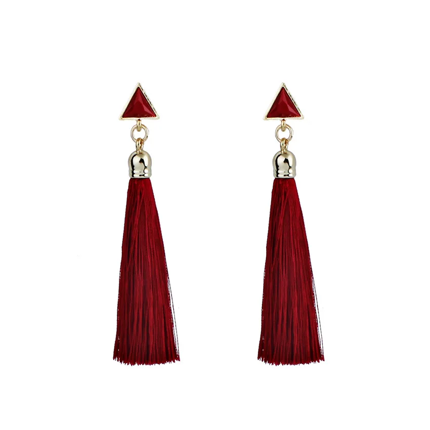 Bohemian 4 color tassel ring for women triangle long ear pendant brincos wholesale jewelry
Bohemian 4 color tassel ring for women triangle long ear pendant brincos wholesale jewelry