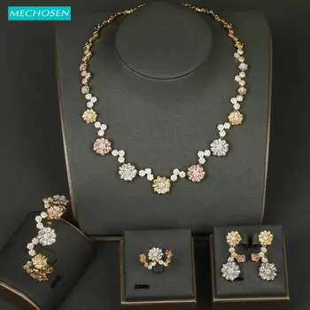 MECHOSEN Gorgeous New Arrivals Jewelry Set Flower Zircon Bangle Necklace Earrings Ring Tricolor Wedding Sets Bride's Decorations
MECHOSEN Gorgeous New Arrivals Jewelry Set Flower Zircon Bangle Necklace Earrings Ring Tricolor Wedding Sets Bride's Decorations