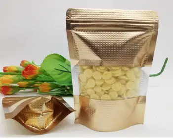 100Pcs Gold Stand Up Aluminum Foil Bags with Window Resealable Lines Zipper Packaging Pouch Zip Lock for Tea Nuts Snack Storage
100Pcs Gold Stand Up Aluminum Foil Bags with Window Resealable Lines Zipper Packaging Pouch Zip Lock for Tea Nuts Snack Storage