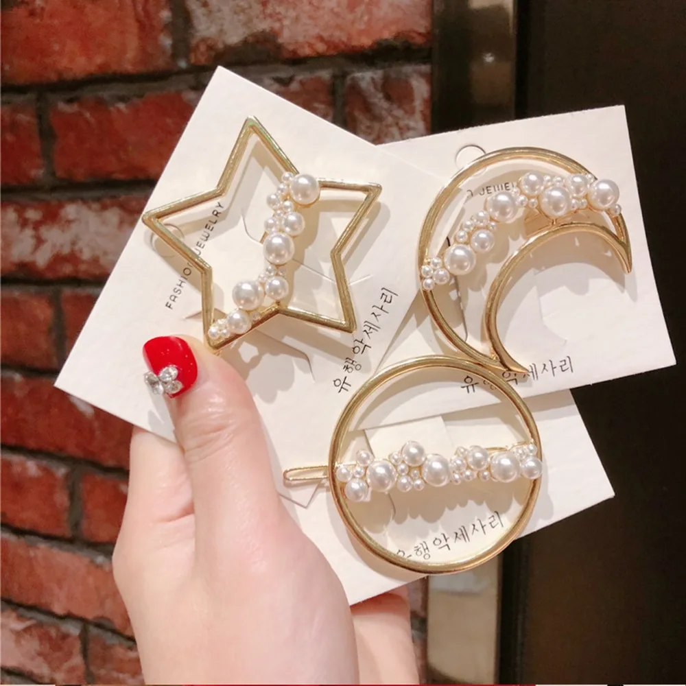 MISM 1 pcs Korea Girls Hairpins Retro Pearl Hair Clips Women New Moon Star Round Barrette Headdress Wedding Hair Accessories
MISM 1 pcs Korea Girls Hairpins Retro Pearl Hair Clips Women New Moon Star Round Barrette Headdress Wedding Hair Accessories