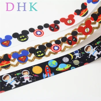 

DHK 50yards space mickey chevron hero printed grosgrain Ribbon Accessory hairbow headwear decoration Wholesale OEM DIY S850