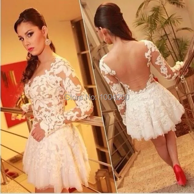 Hot Sale Scoop Long Sleeves Sexy Sheer Back Lace Applique Short Prom Dress 2018 Party Dress White Dress Ball Gown
Hot Sale Scoop Long Sleeves Sexy Sheer Back Lace Applique Short Prom Dress 2018 Party Dress White Dress Ball Gown