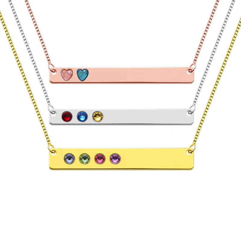 AILIN Bar Necklace Personalized Backside Engraving and Birthstone Mother Necklace Customize Any Name and Words Necklace Jewelry
AILIN Bar Necklace Personalized Backside Engraving and Birthstone Mother Necklace Customize Any Name and Words Necklace Jewelry