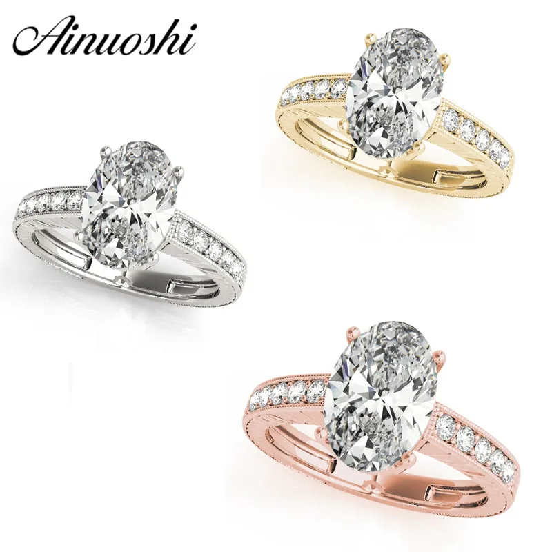 AINUOSHI 925 Sterling Silver White Gold Yellow Gold Rose Gold Color Oval Cut 3ct Wedding Rings Women Silver Bridal Rings Gifts
AINUOSHI 925 Sterling Silver White Gold Yellow Gold Rose Gold Color Oval Cut 3ct Wedding Rings Women Silver Bridal Rings Gifts