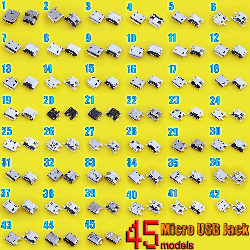 45model 45pcs High-quality micro usb connector jack charging socket female V8 Port plug 5Pin 7 Pin for Huawei for Lenovo for HTC
45model 45pcs High-quality micro usb connector jack charging socket female V8 Port plug 5Pin 7 Pin for Huawei for Lenovo for HTC