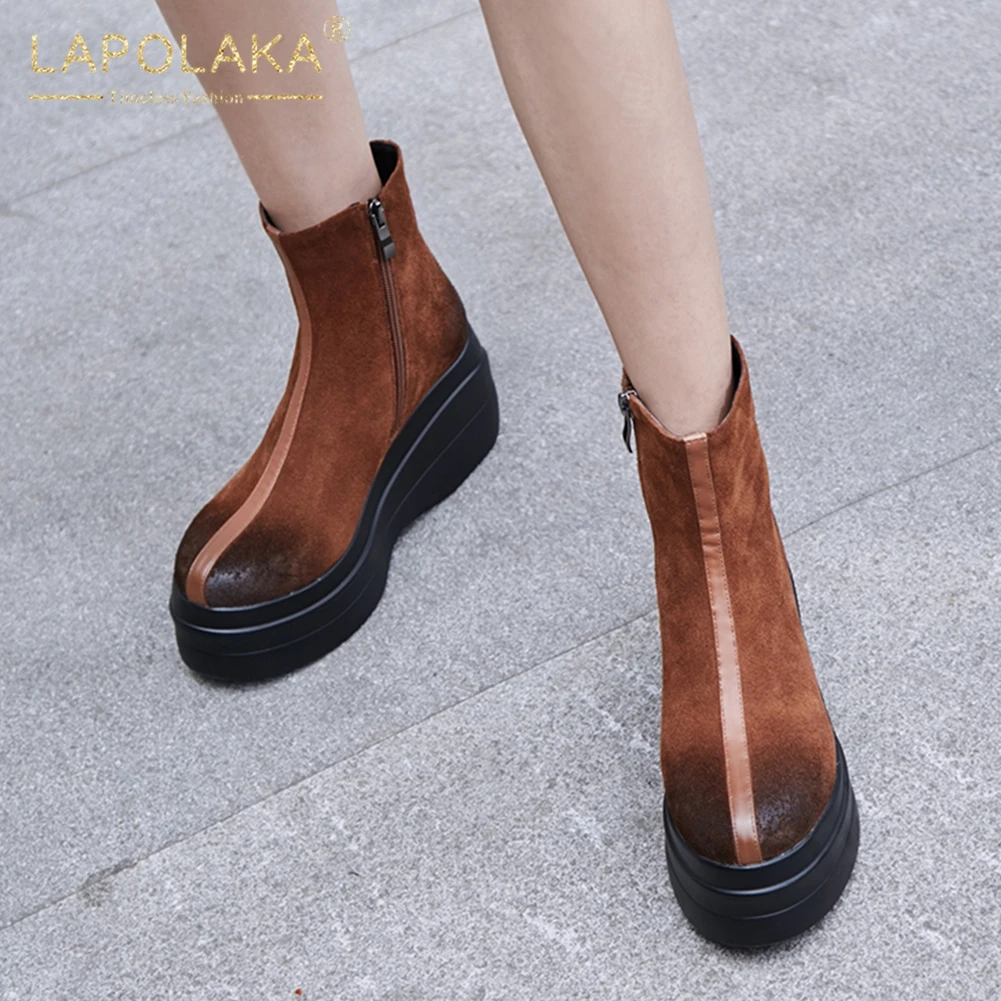 Concise Cow Suede Leather Sneakers Ankle Boots Woman Thick Heels Flatform Autumn Winter Short Boots Women Shoes Woman
Concise Cow Suede Leather Sneakers Ankle Boots Woman Thick Heels Flatform Autumn Winter Short Boots Women Shoes Woman