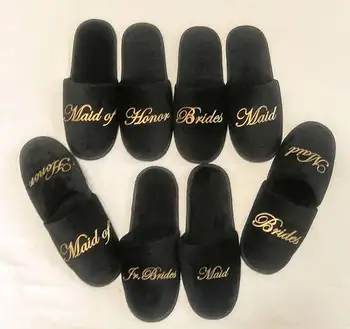 personalize closed-toe wedding bridesmaid bride groom spa slippers Matron of honor Flower Bachelorette party company gifts