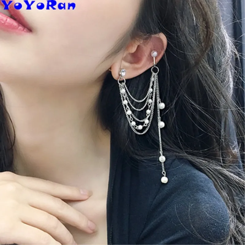 1 Piece Punk Pearl 5 layer tassel chain ear cuff clip earrings woman retro silver bead chain single earring ear cuffs jewelry
1 Piece Punk Pearl 5 layer tassel chain ear cuff clip earrings woman retro silver bead chain single earring ear cuffs jewelry