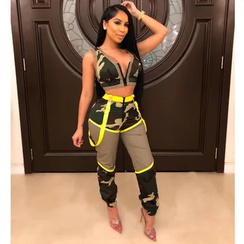 Women's Sexy V Neck Army Green Camouflage Zipper Two-piece Short Paragraph Zippered Jacket with Long Pants
Women's Sexy V Neck Army Green Camouflage Zipper Two-piece Short Paragraph Zippered Jacket with Long Pants