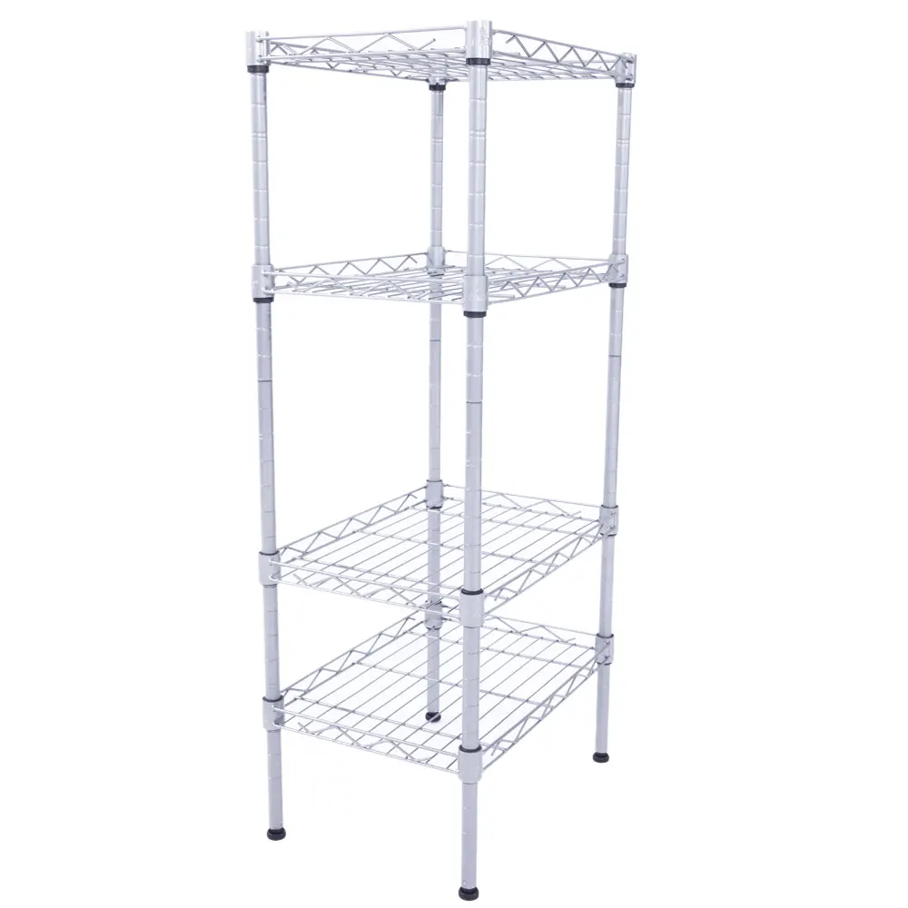 Durable 3 Tier Shelf Storage Organizer Adjustable Wire Metal Shelving Rack Black