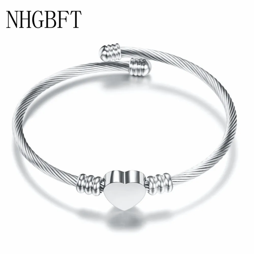 NHGBFT Fashion Twisted Cable Wire Love Heart Bracelet Bangle Women Stainless Steel gold Color Charm Bangle Dropshipping
NHGBFT Fashion Twisted Cable Wire Love Heart Bracelet Bangle Women Stainless Steel gold Color Charm Bangle Dropshipping